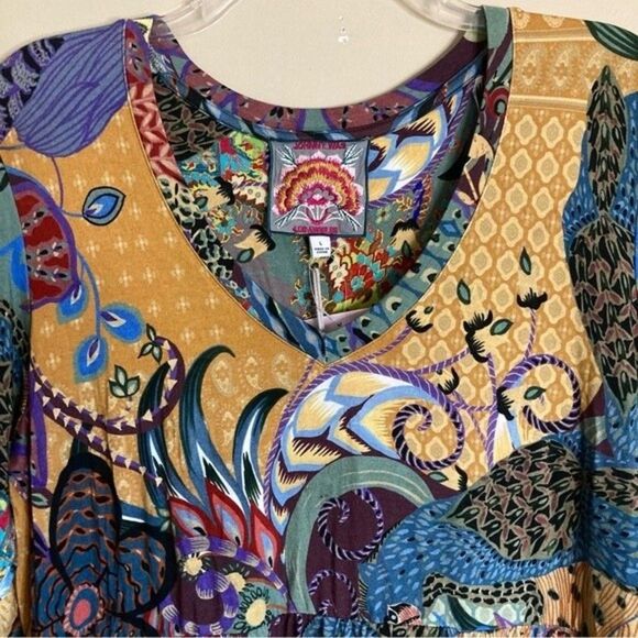 NEW Johnny Was Madison Vibrant 3/4 Sleeve Tiered Dress in Soft Knit Size S - Picture 5 of 11